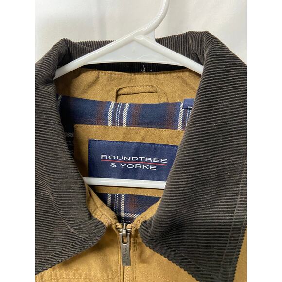 Round Tree & York Jacket Coat Faux Leather L Men's Zip Up Flannel Lined - Picture 3 of 11